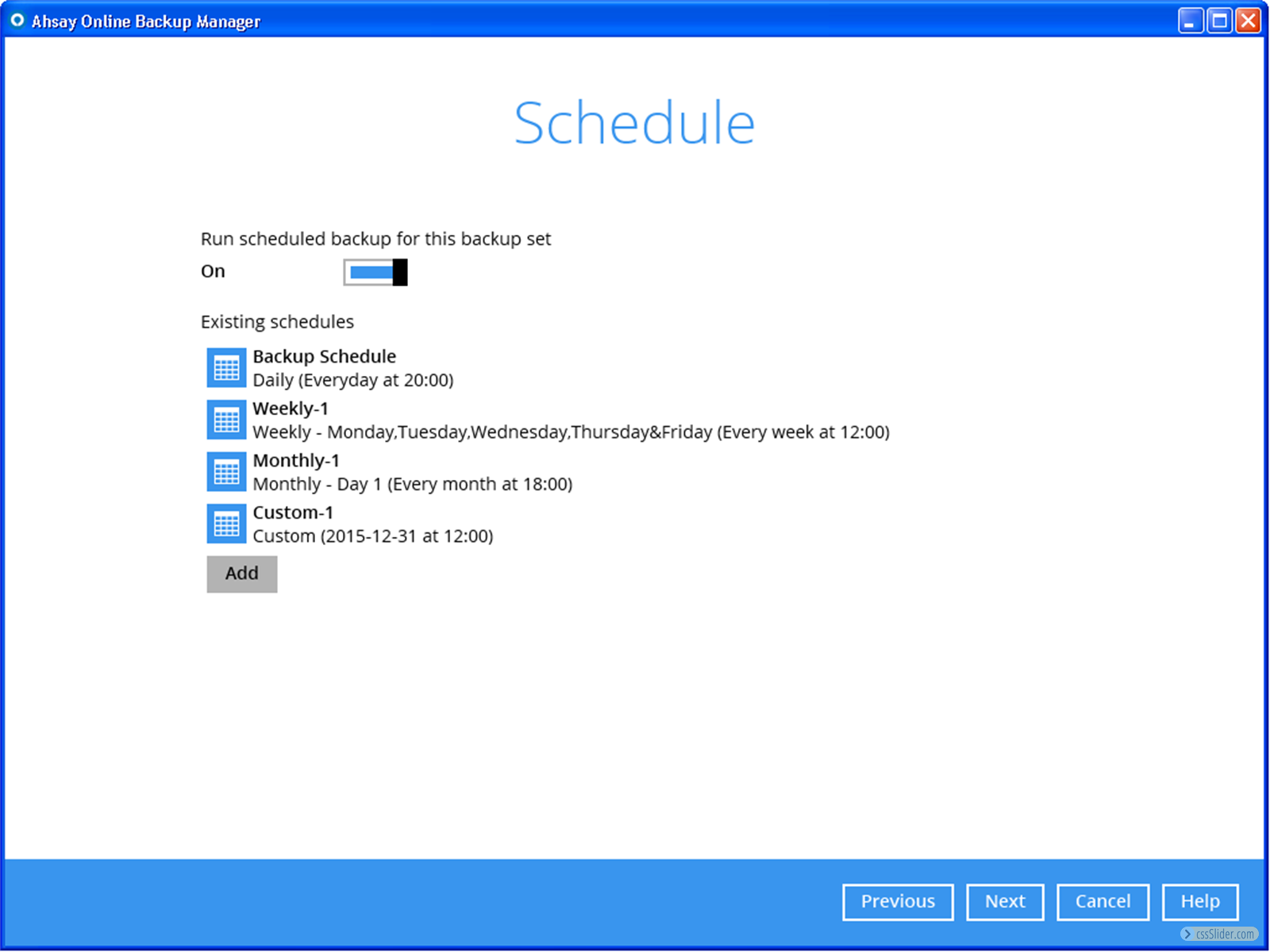 Online backup med schema läggning