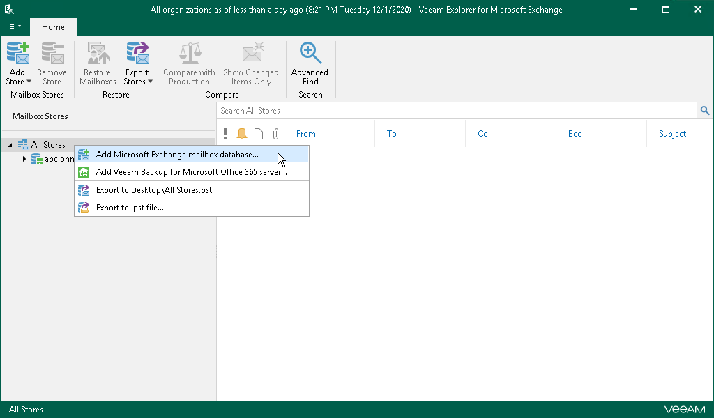 Veeam Backup Microsoft Exchange explorer, backup vaših Microsoft Exchange servera